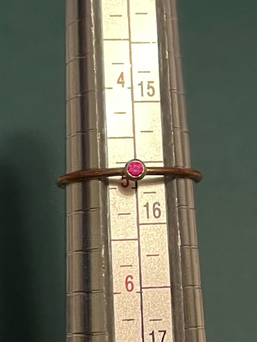Vintage Gold over Sterling Silver Ruby Stacker Ring size 5